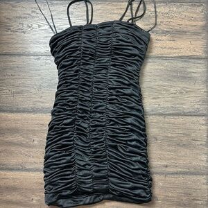 Elegant Black Ruched Dress